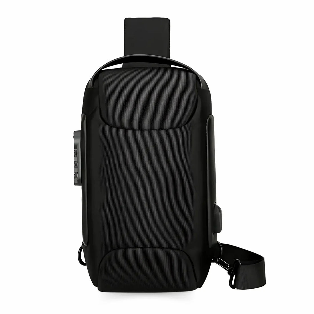 Black GuardStyle sling bag with zipped compartments