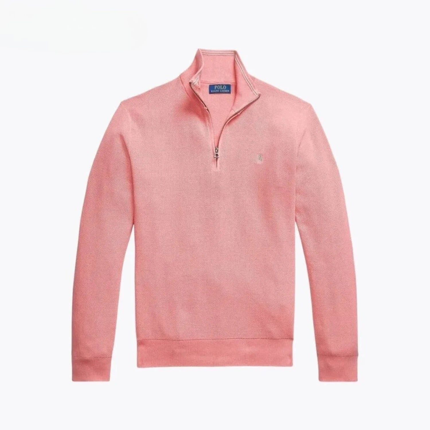 Ralph Lauren Mesh-Knit Cotton Quarter-Zip Sweater