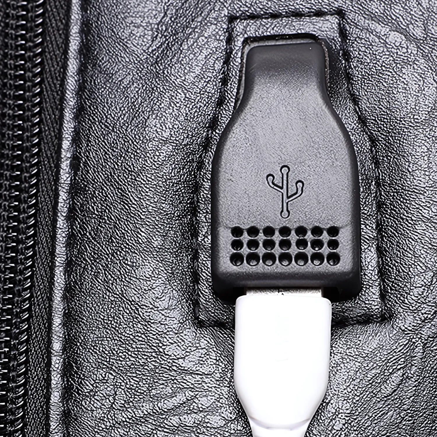 Dida Bear Leather Backpack with Integrated Charger