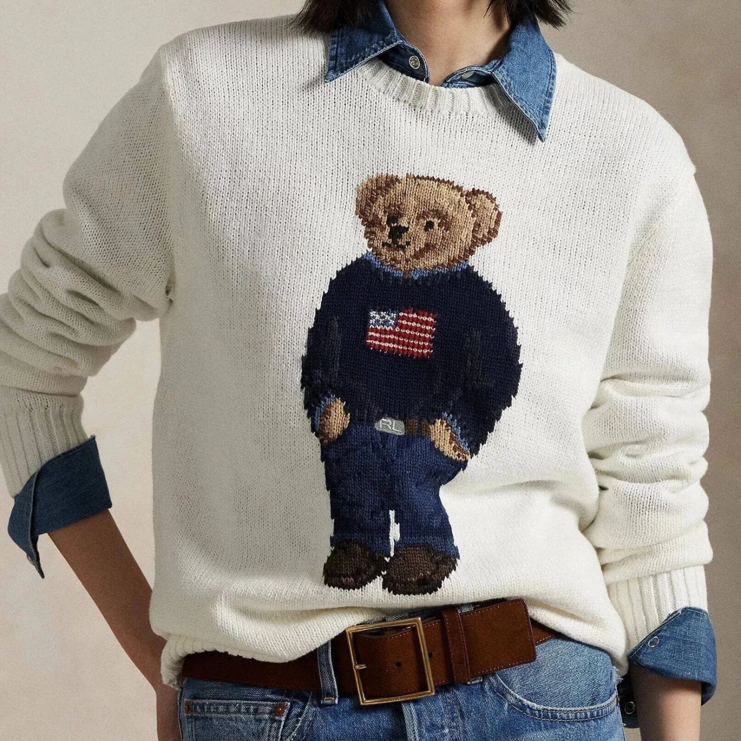 Ralph Lauren Polo Bear Cotton-Linen Sweater