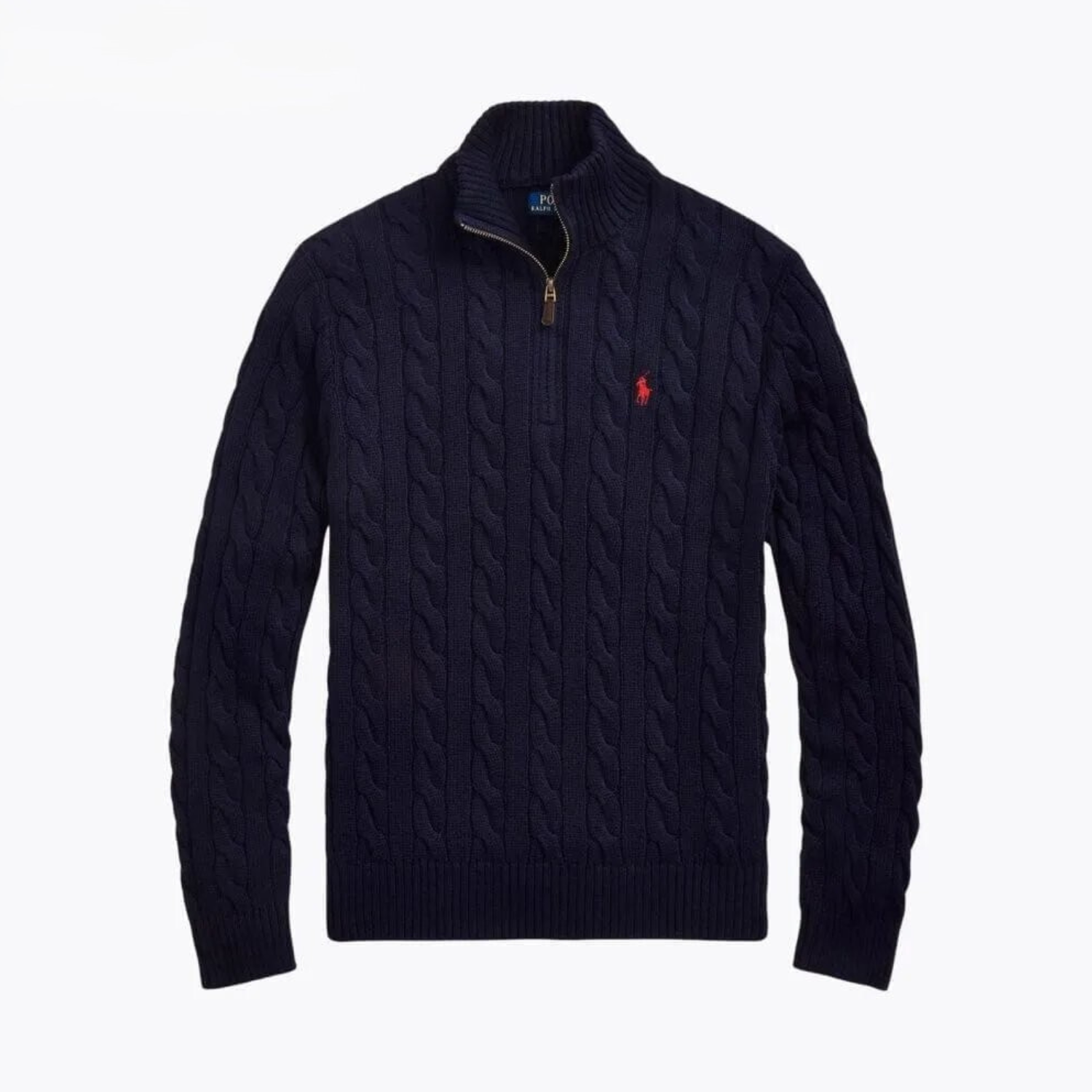 Ralph Lauren Chunky Cable-Knit Cotton Quarter-Zip Sweater