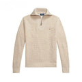 Ralph Lauren Waffle-Knit Wool-Cotton Quarter-Zip Sweater