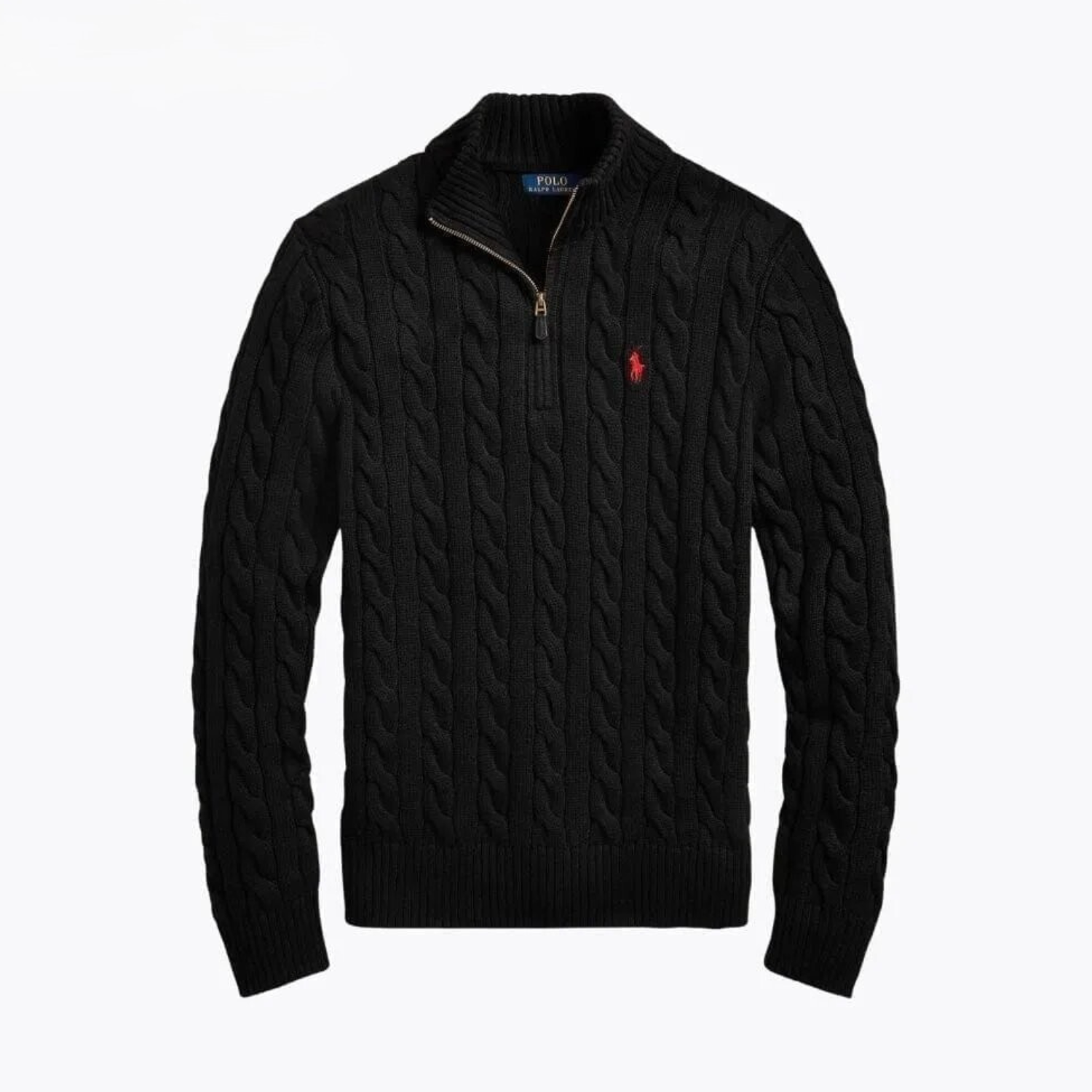 Ralph Lauren Chunky Cable-Knit Cotton Quarter-Zip Sweater