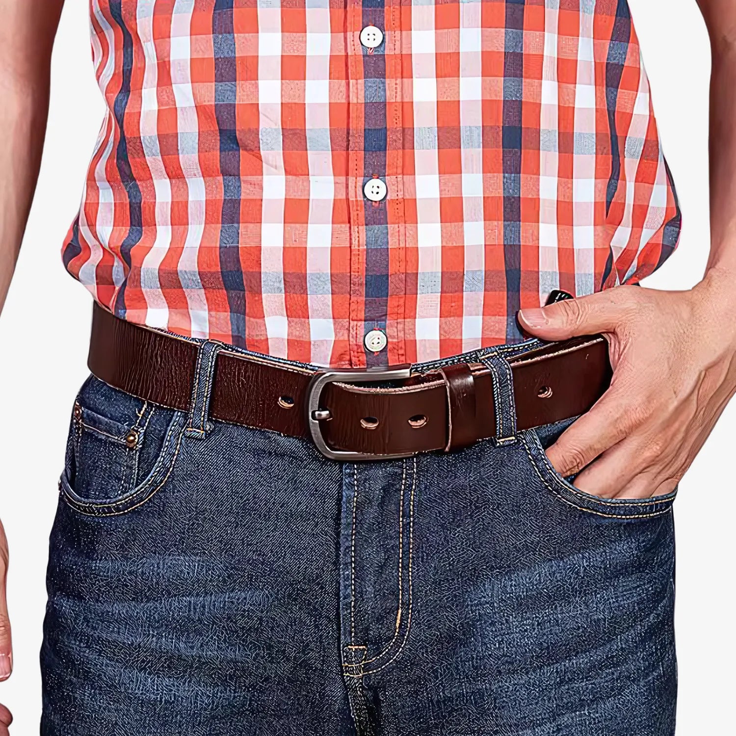 Men's Genuine Leather Cowboy Belt