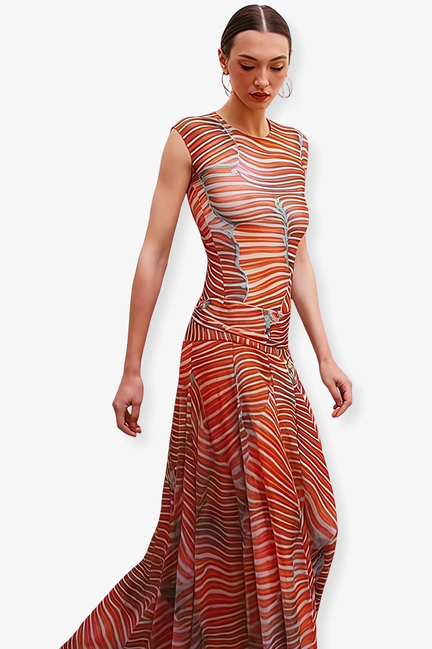 Ripple Glow Mesh Bodysuit Skirt Set