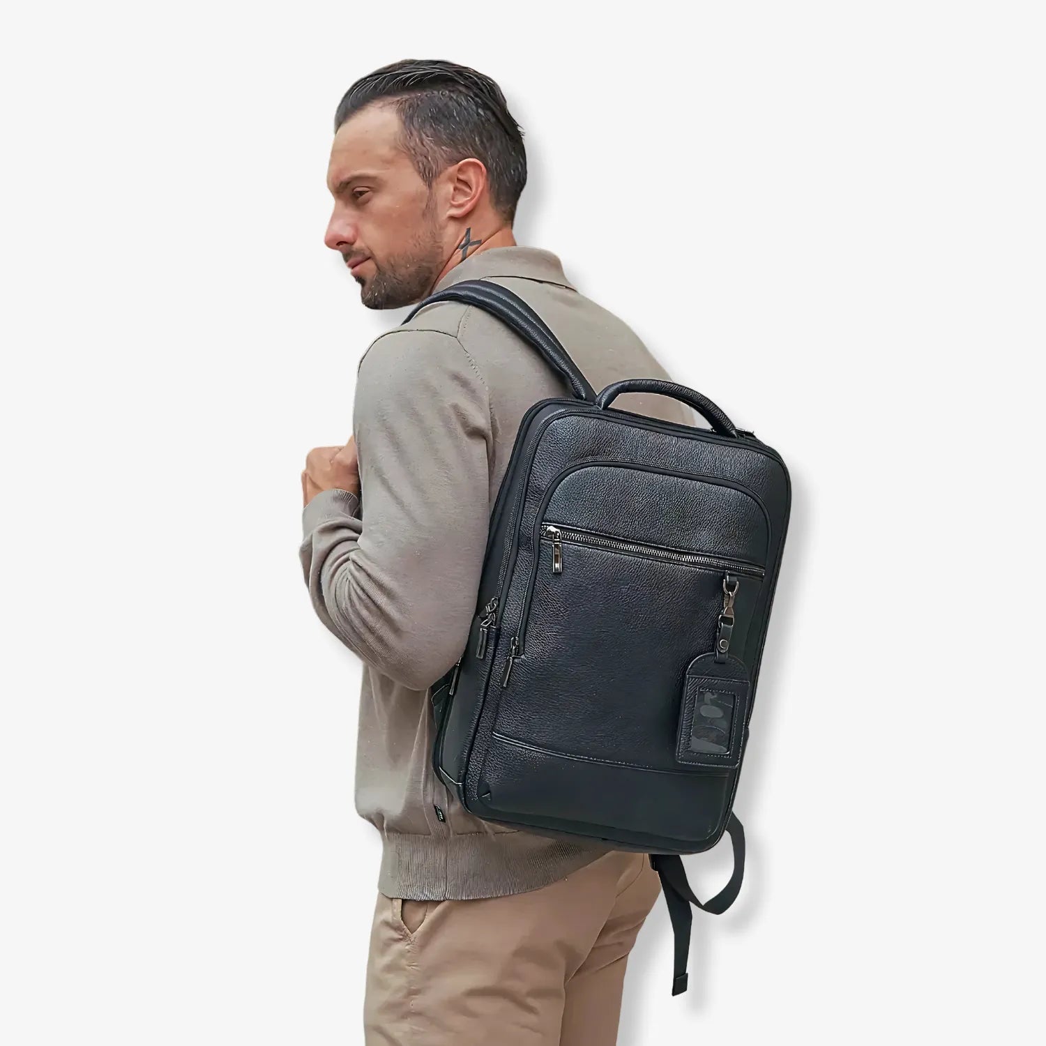 Executive Leather Laptop Backpack