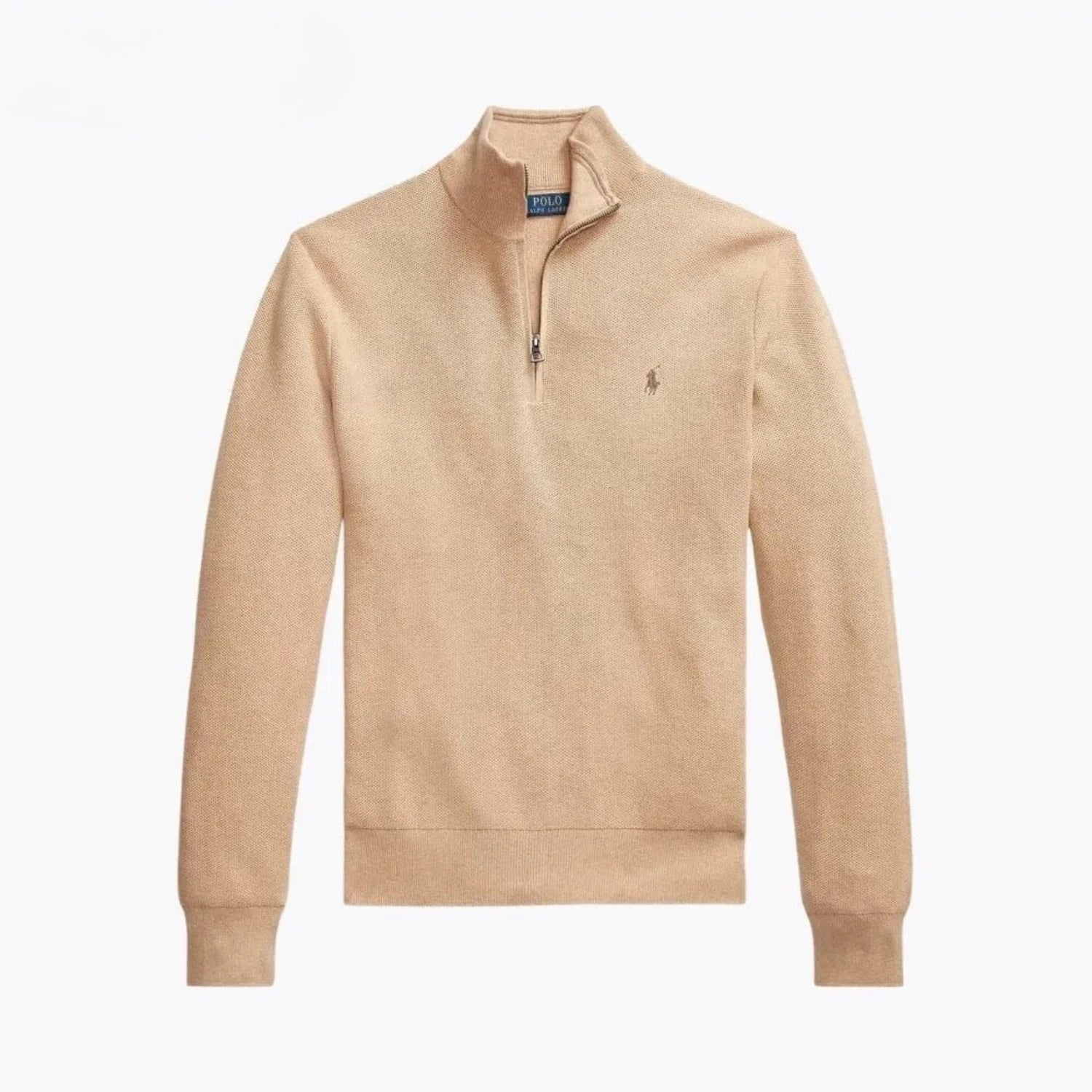 Ralph Lauren Mesh-Knit Cotton Quarter-Zip Sweater