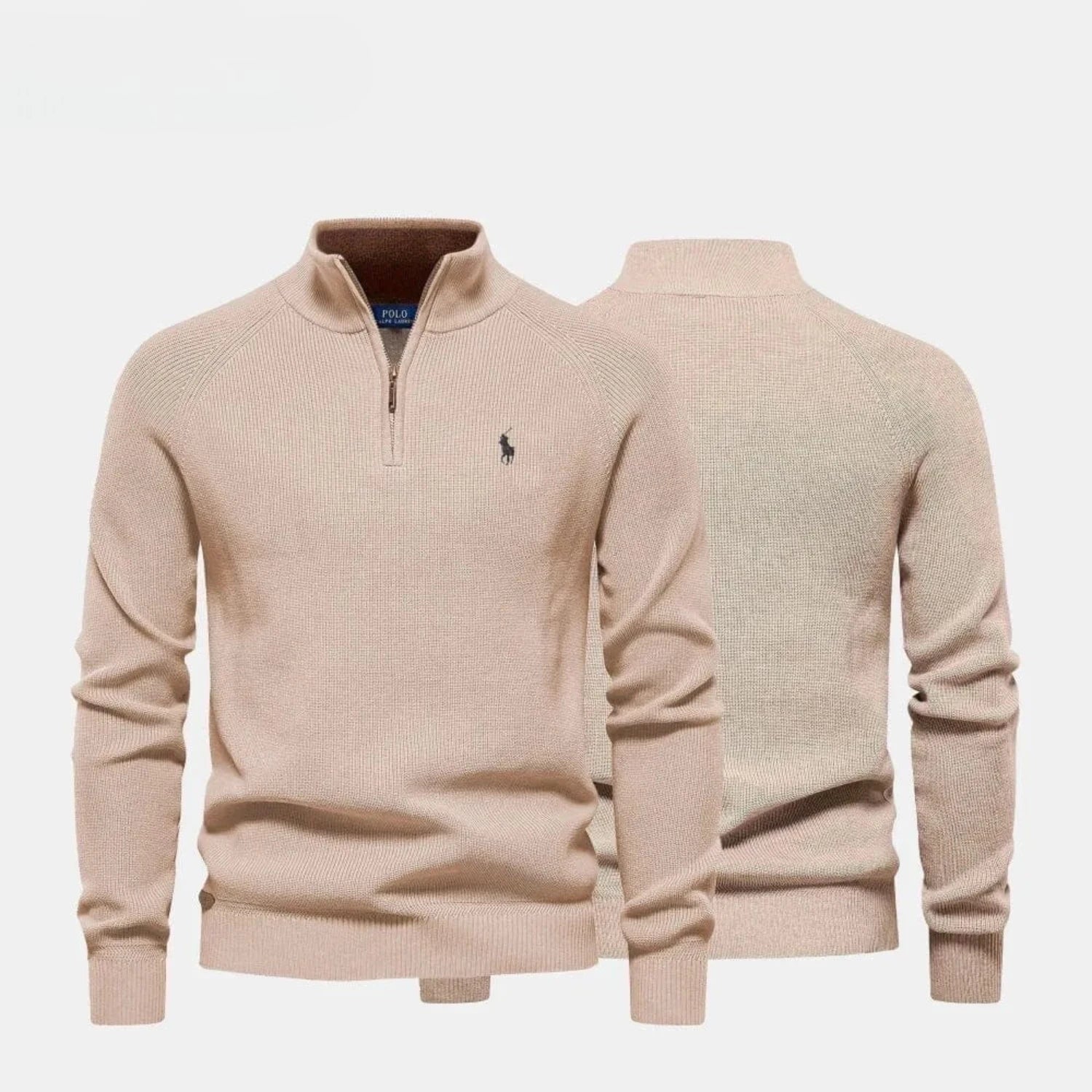 Ralph Lauren Zip Cable-Knit Wool Knit Sweater