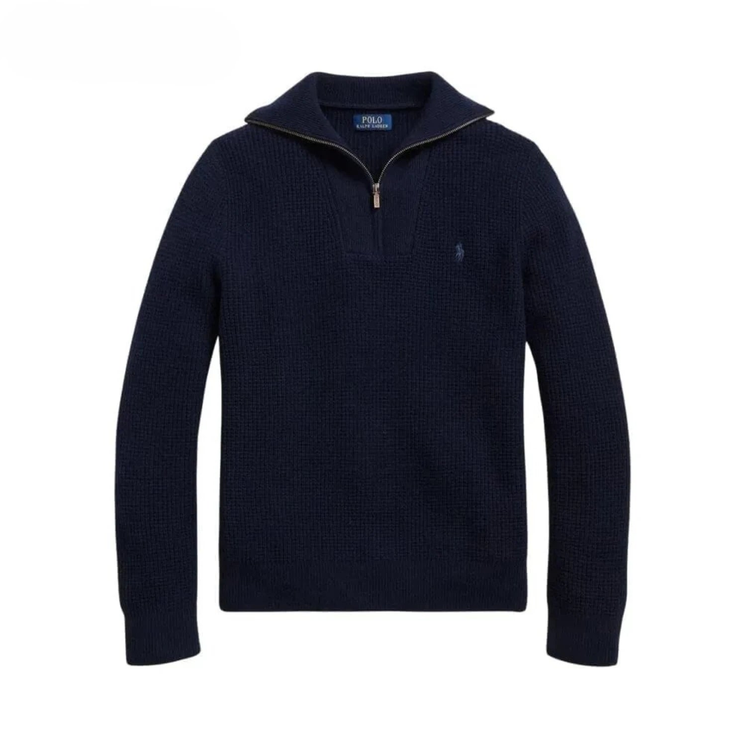 Ralph Lauren Waffle-Knit Wool-Cotton Quarter-Zip Sweater