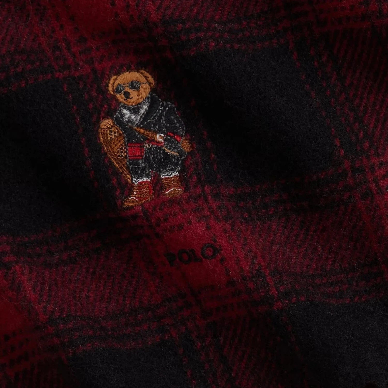 Ralph Lauren Polo Bear Plaid Wool Scarf