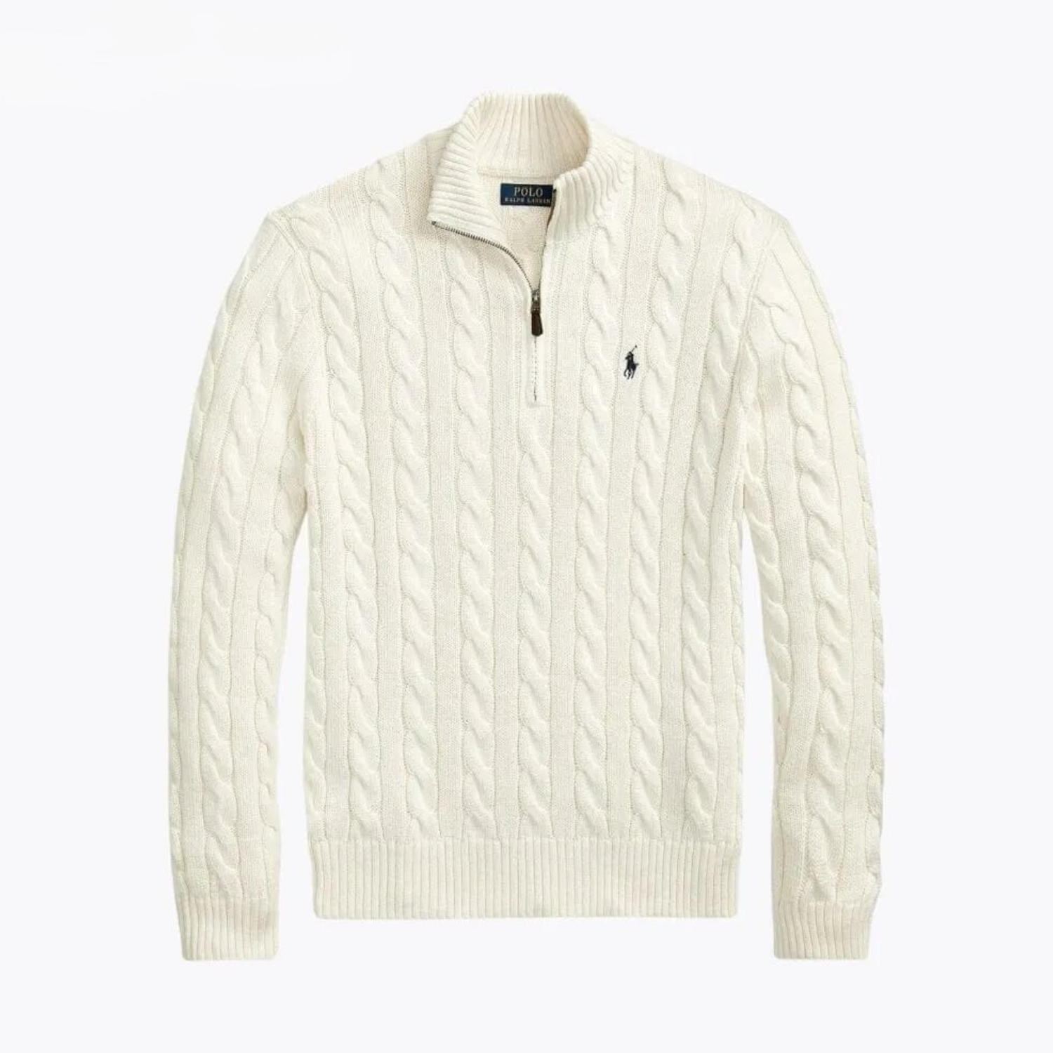 Ralph Lauren Chunky Cable-Knit Cotton Quarter-Zip Sweater