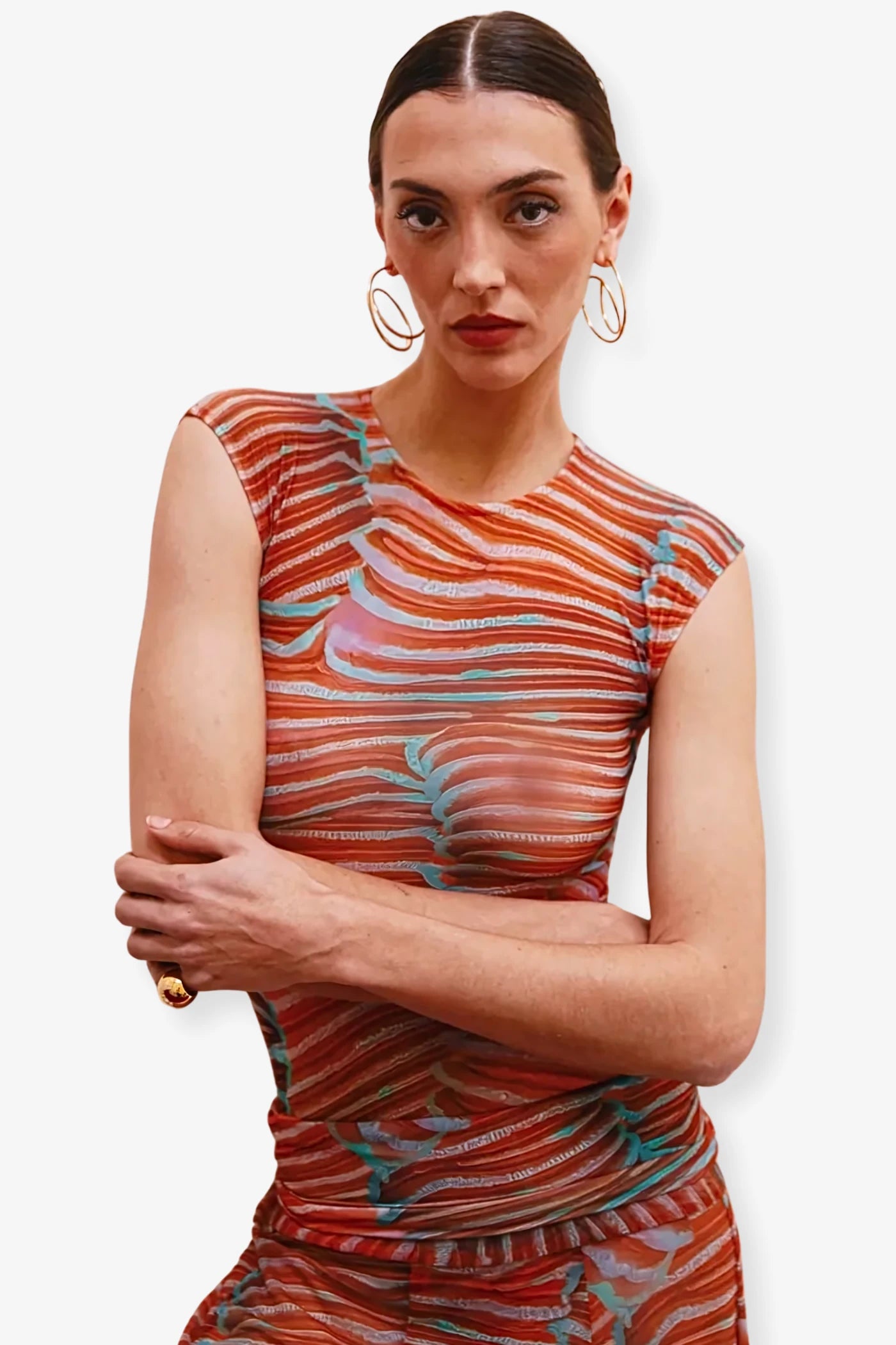 Ripple Glow Mesh Bodysuit Skirt Set