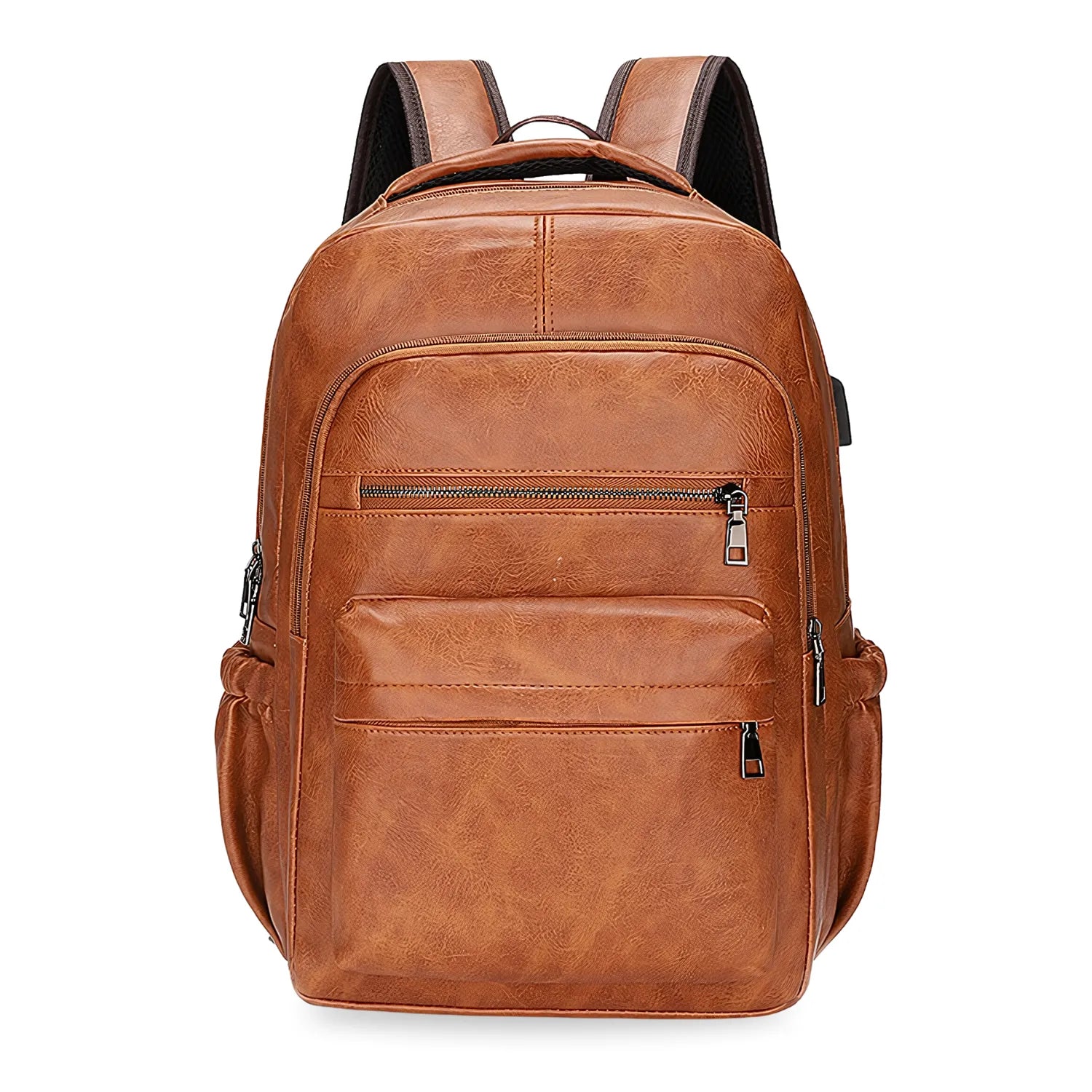 Dida Bear Leather Backpack with Integrated Charger