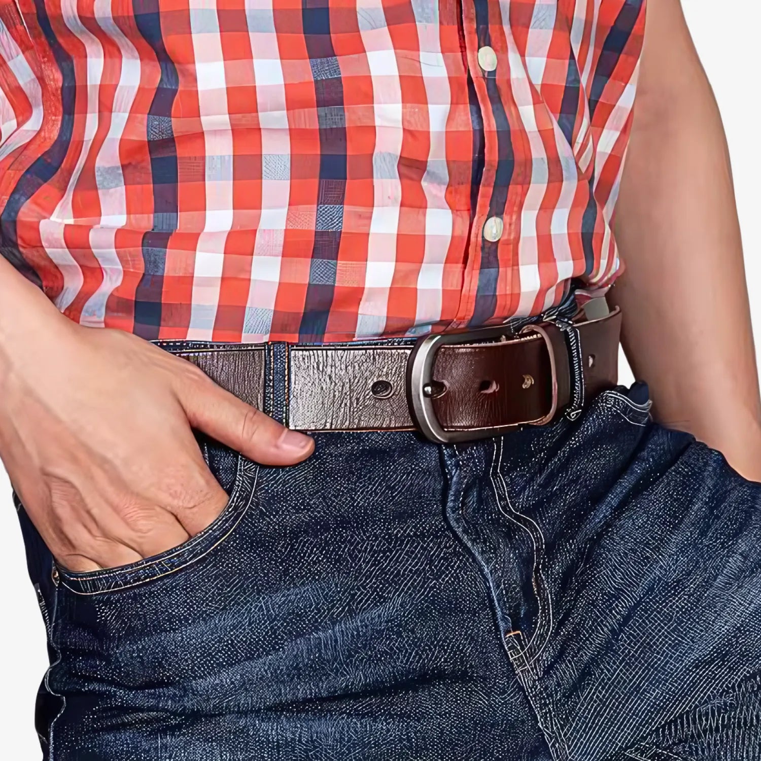 Men's Genuine Leather Cowboy Belt