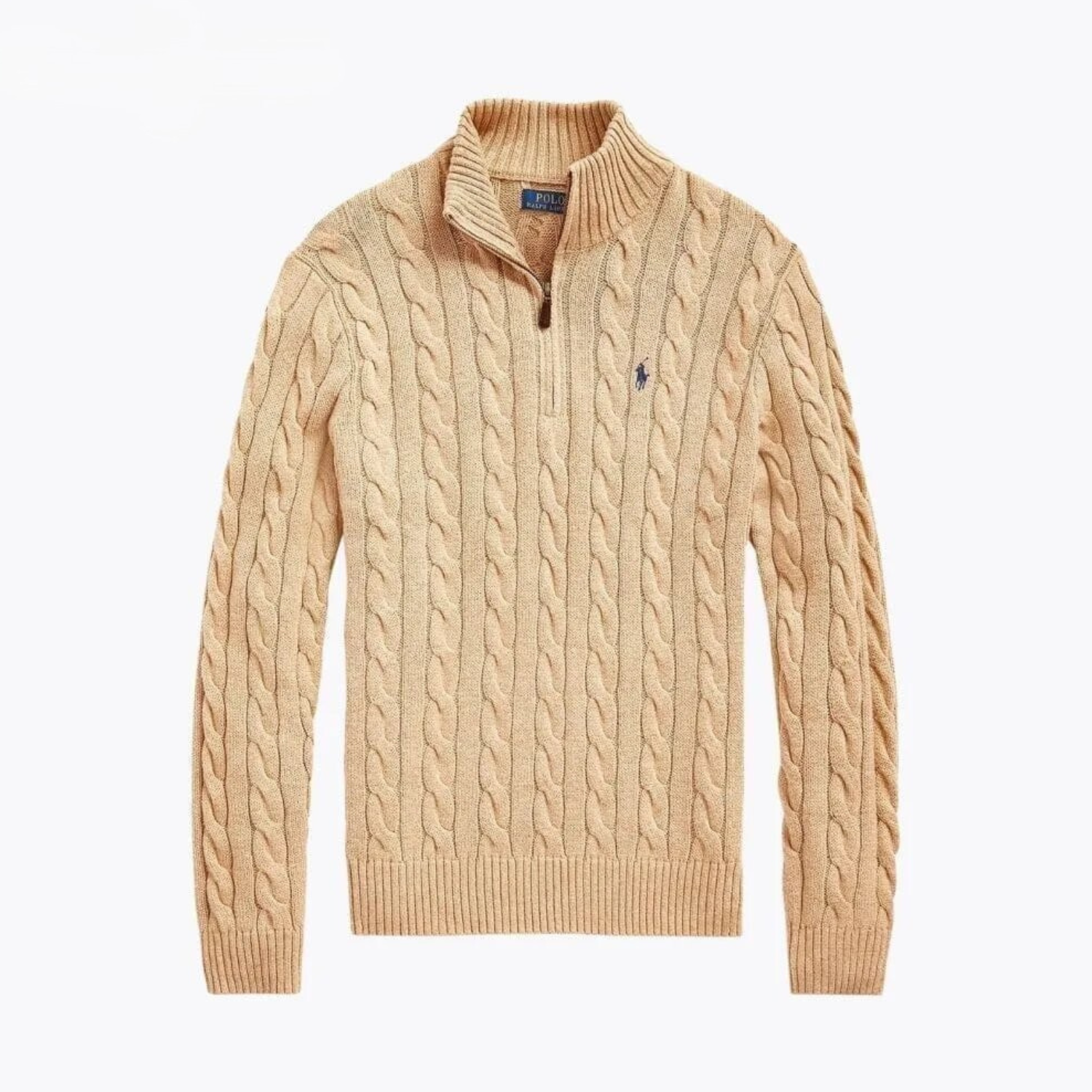 Ralph Lauren Chunky Cable-Knit Cotton Quarter-Zip Sweater