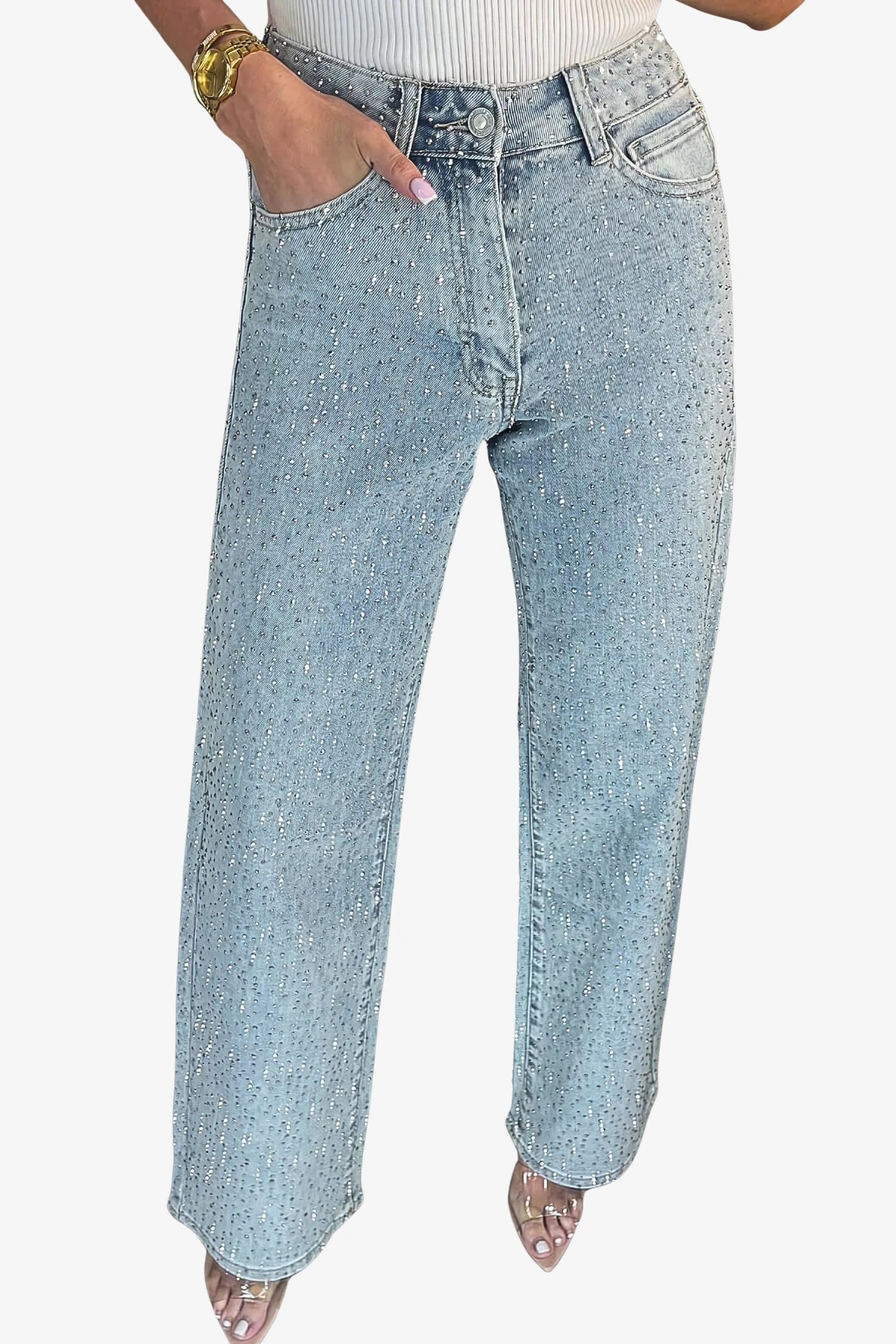 Diamanté High Waist Jeans