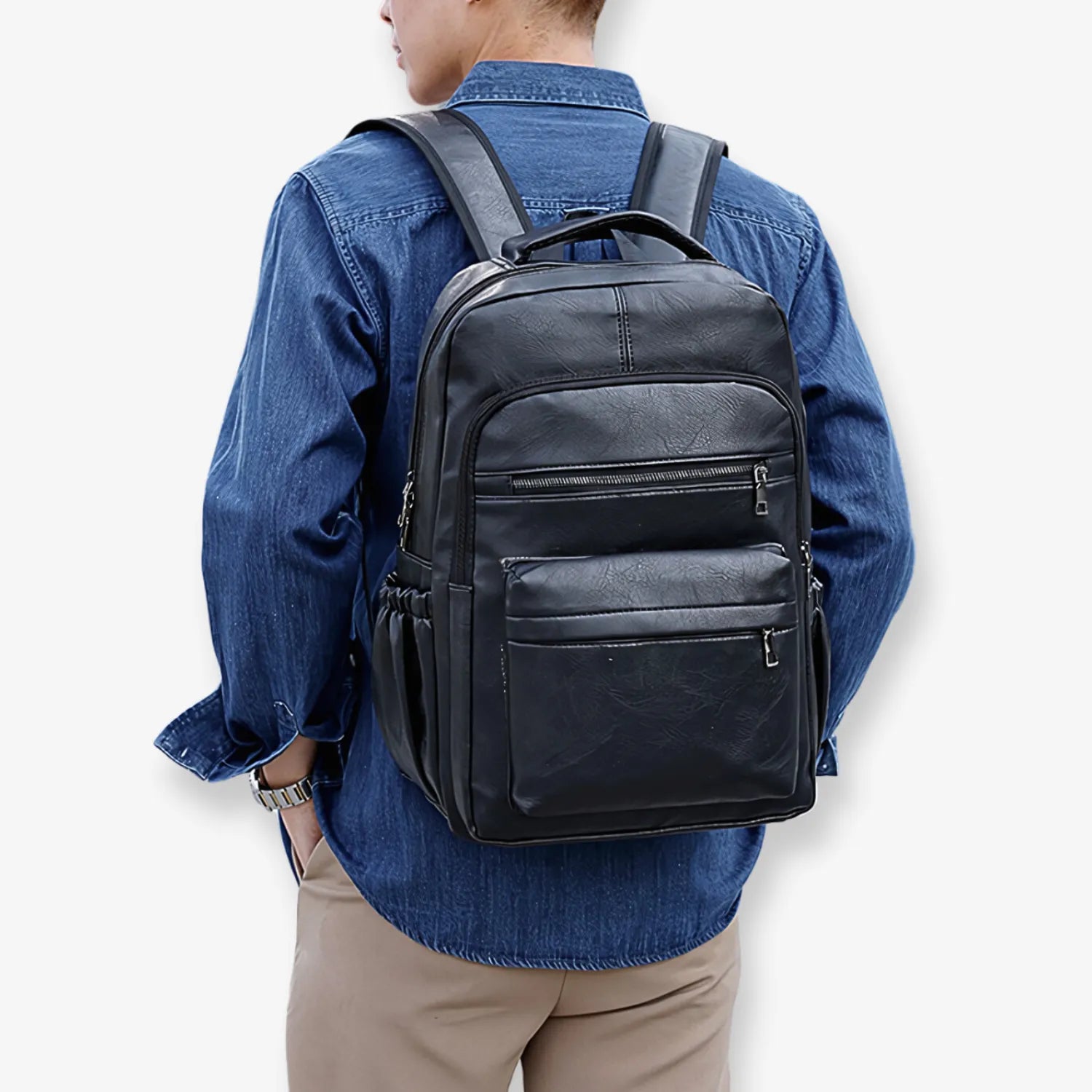 Dida Bear Leather Backpack with Integrated Charger