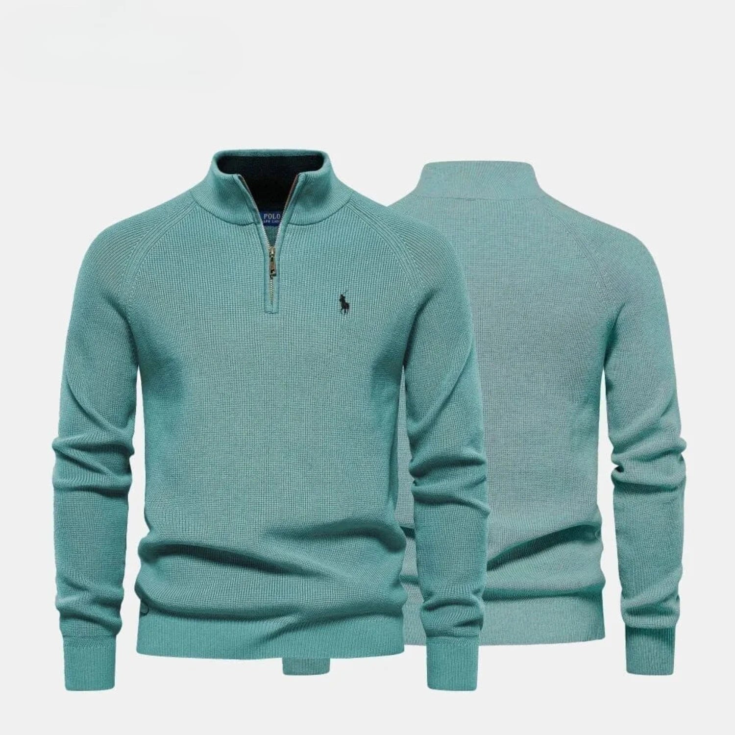 Ralph Lauren Zip Cable-Knit Wool Knit Sweater