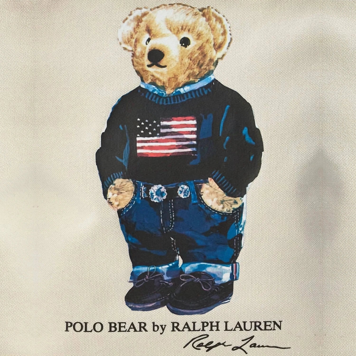 Ralph Lauren Polo Bear Cotton Canvas Tote