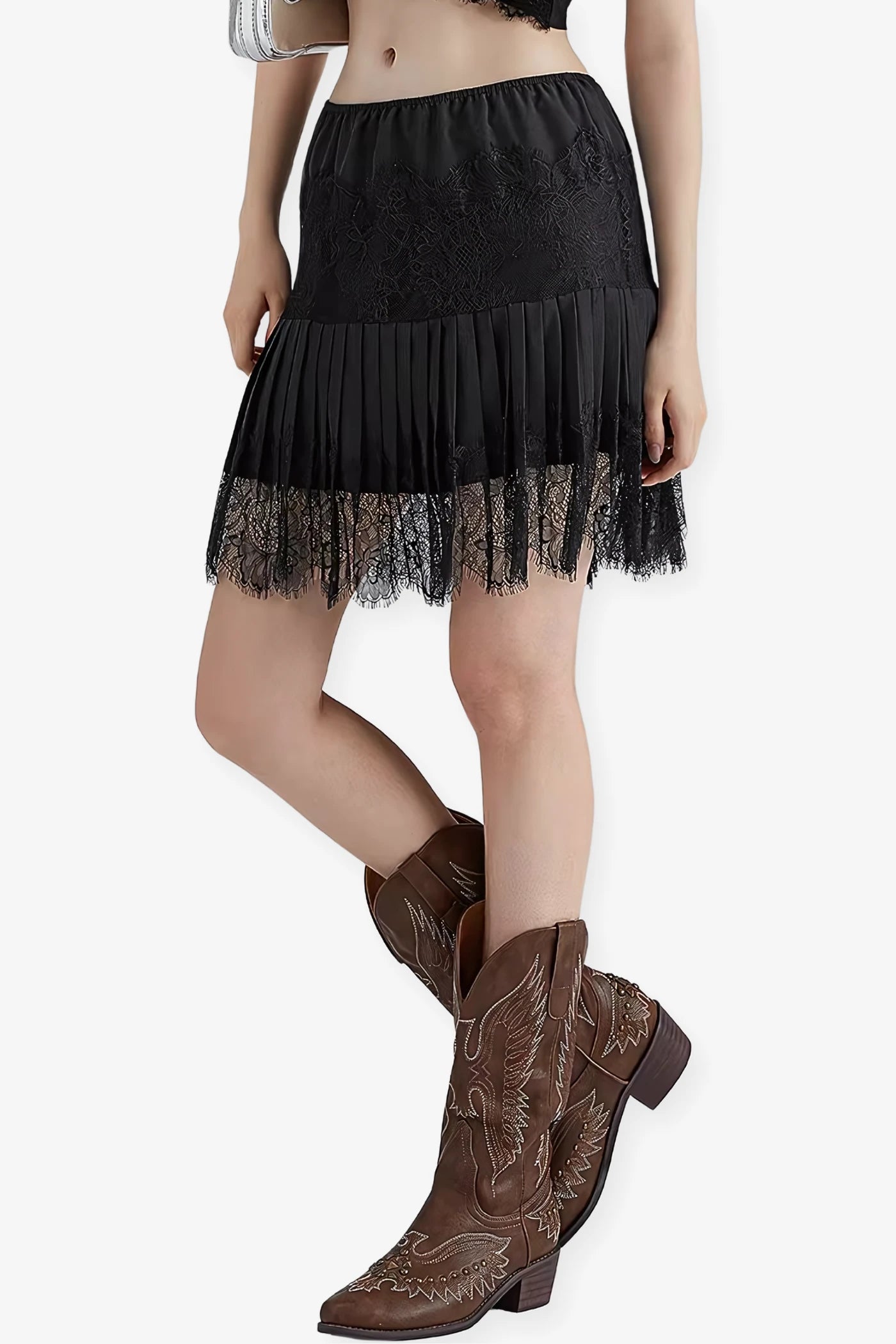 Lace Knit Sweater And Skirt Set