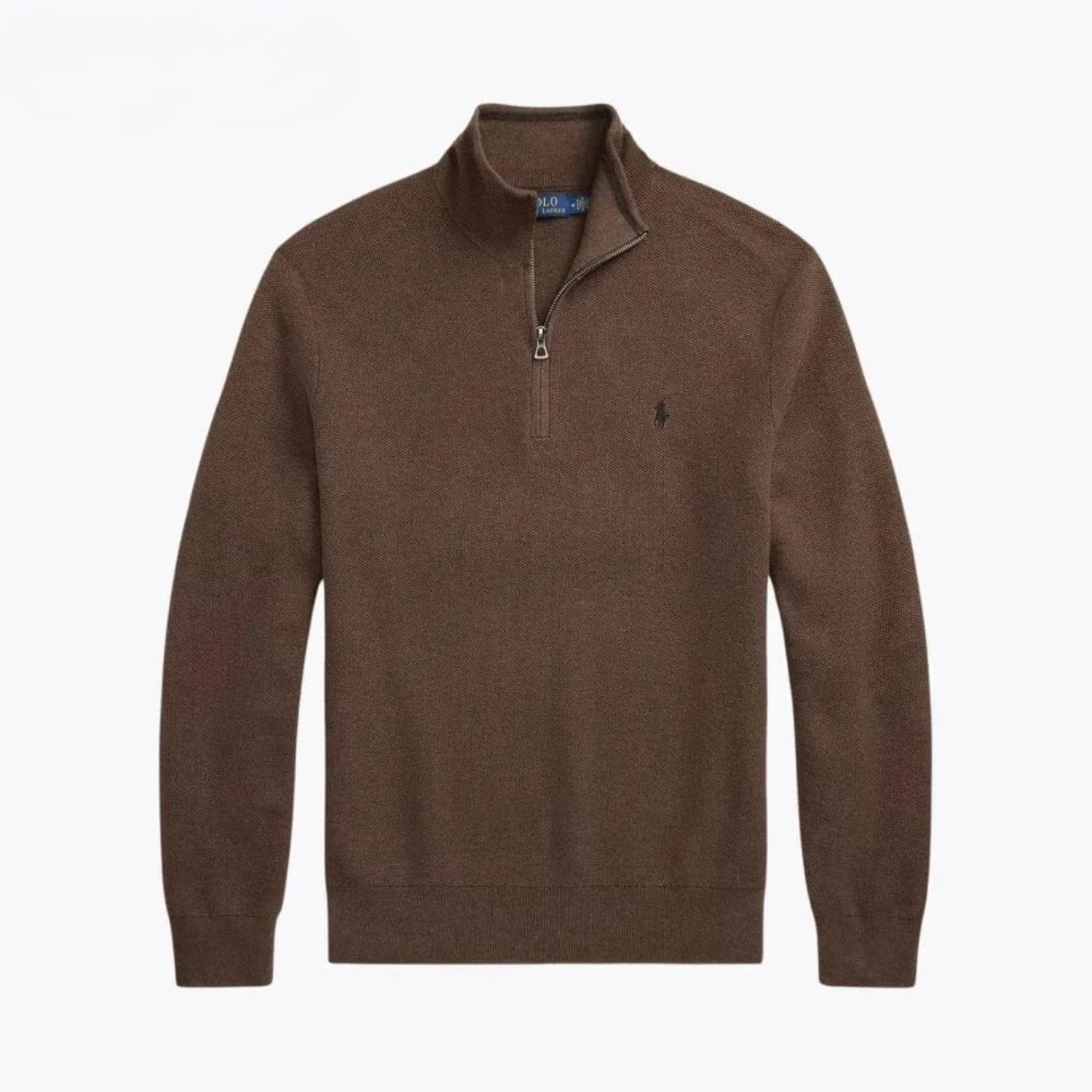 Ralph Lauren Mesh-Knit Cotton Quarter-Zip Sweater