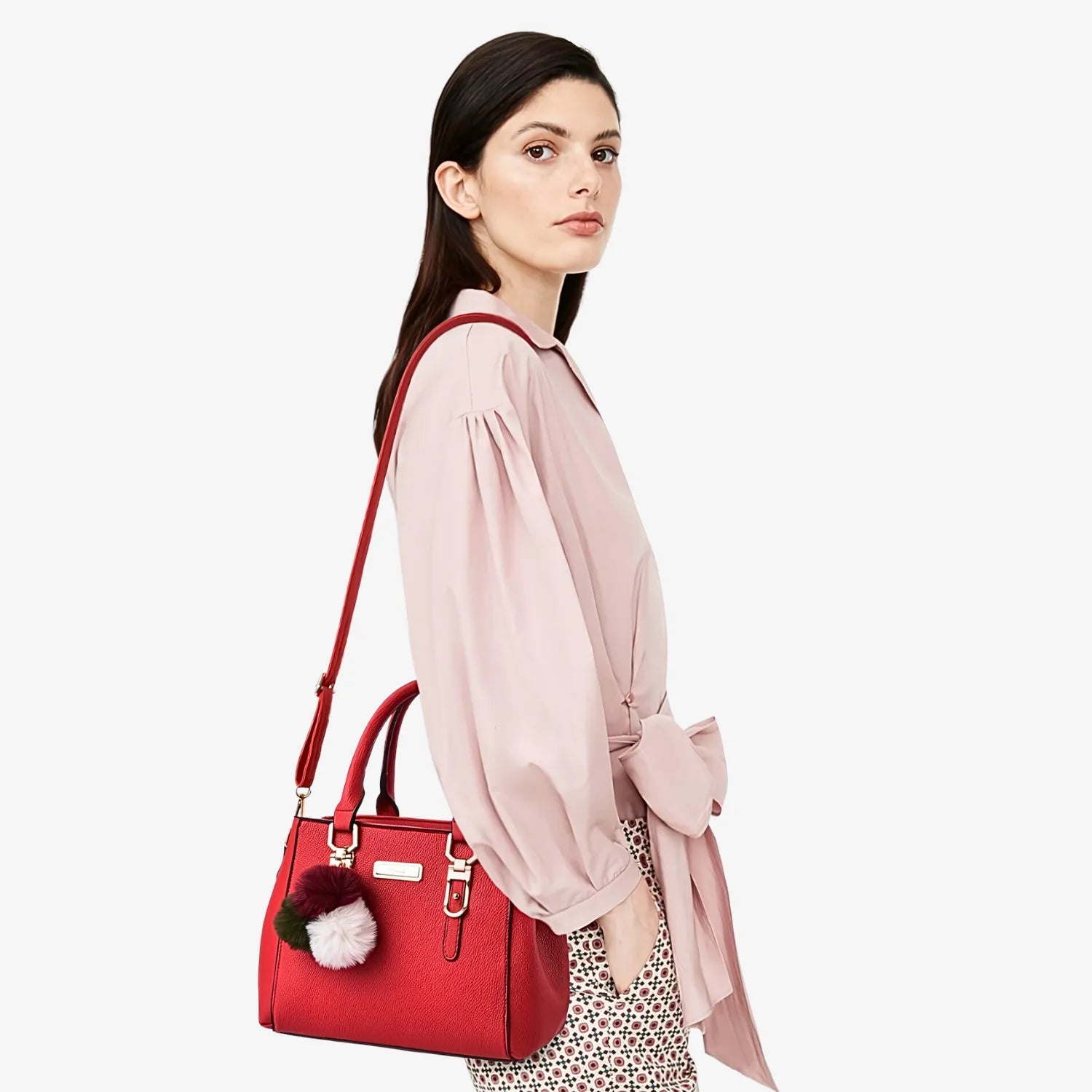 Beading Pompom Pendant Bag