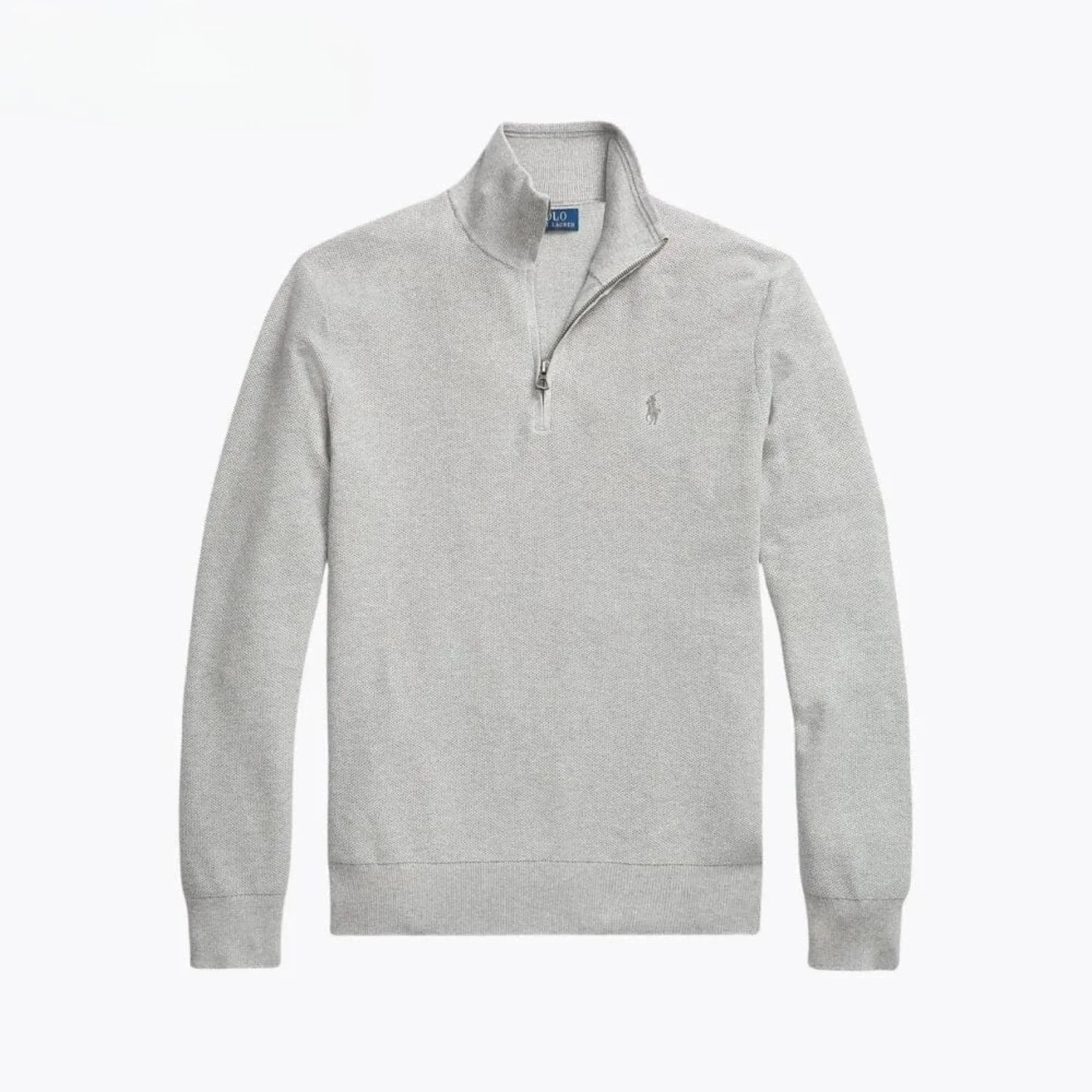 Ralph Lauren Mesh-Knit Cotton Quarter-Zip Sweater