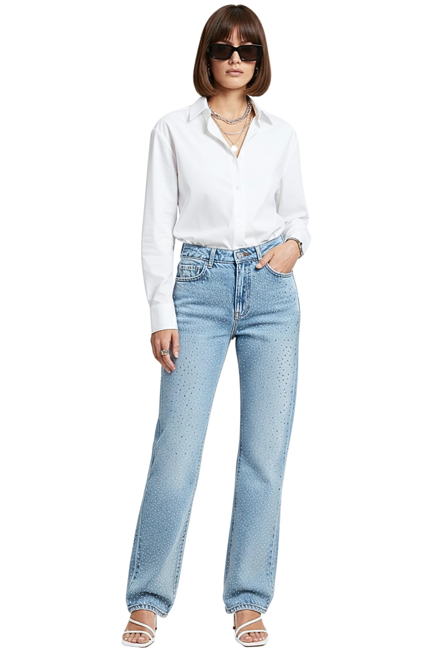 Diamanté High Waist Jeans