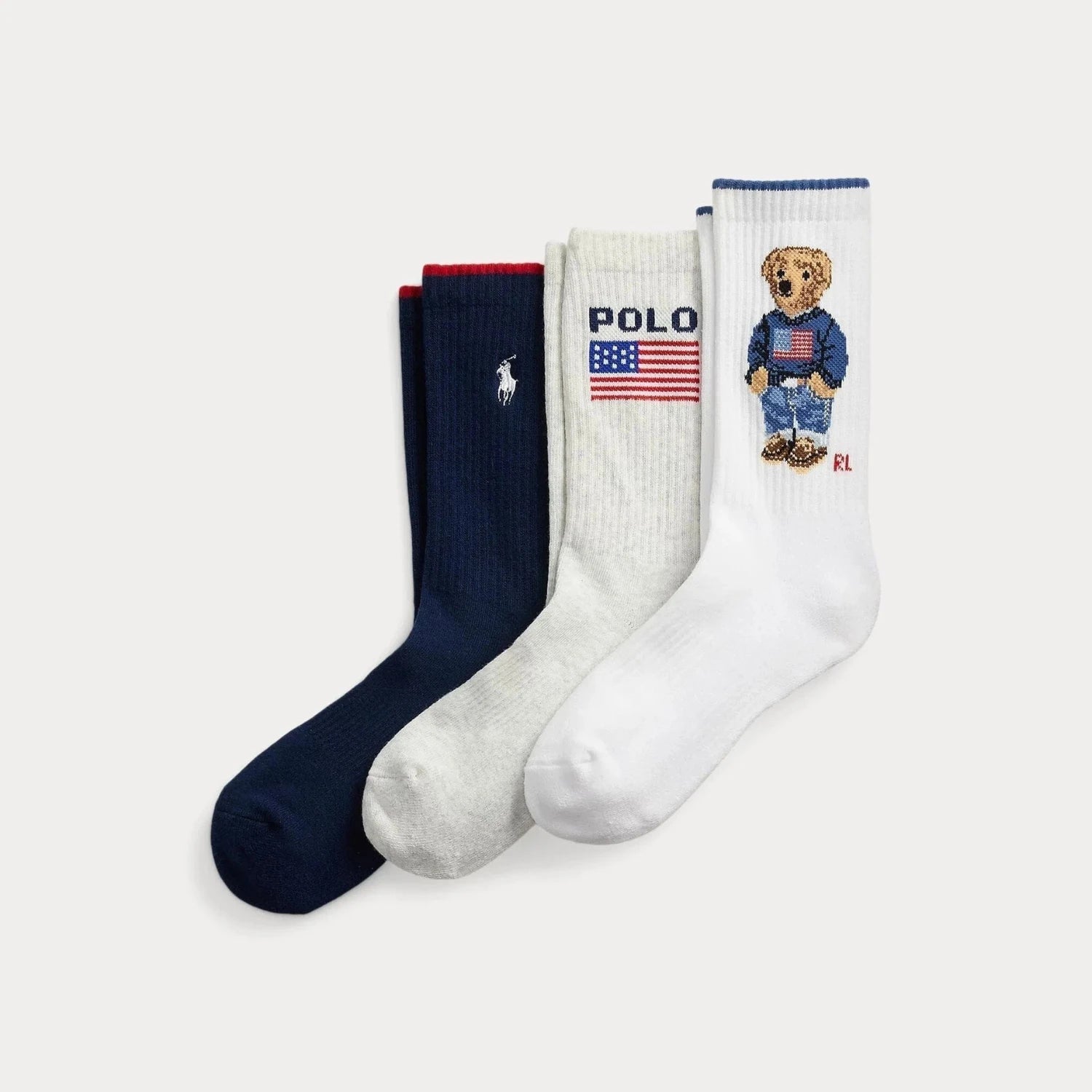 Ralph Lauren Polo Bear Logo Crew Sock 3-Pack